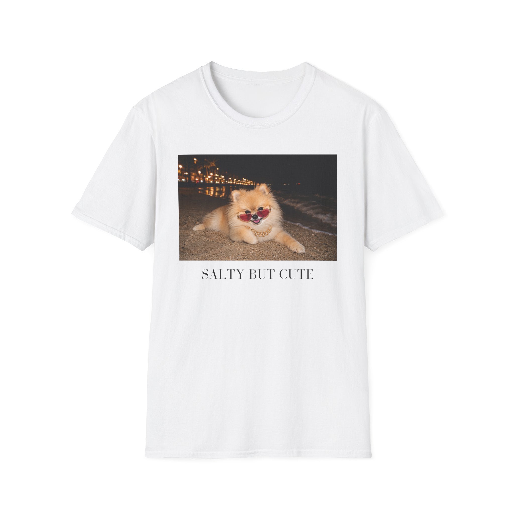 Salty But Cute Pomeranian Beach T-Shirt | Dog Lover Tee