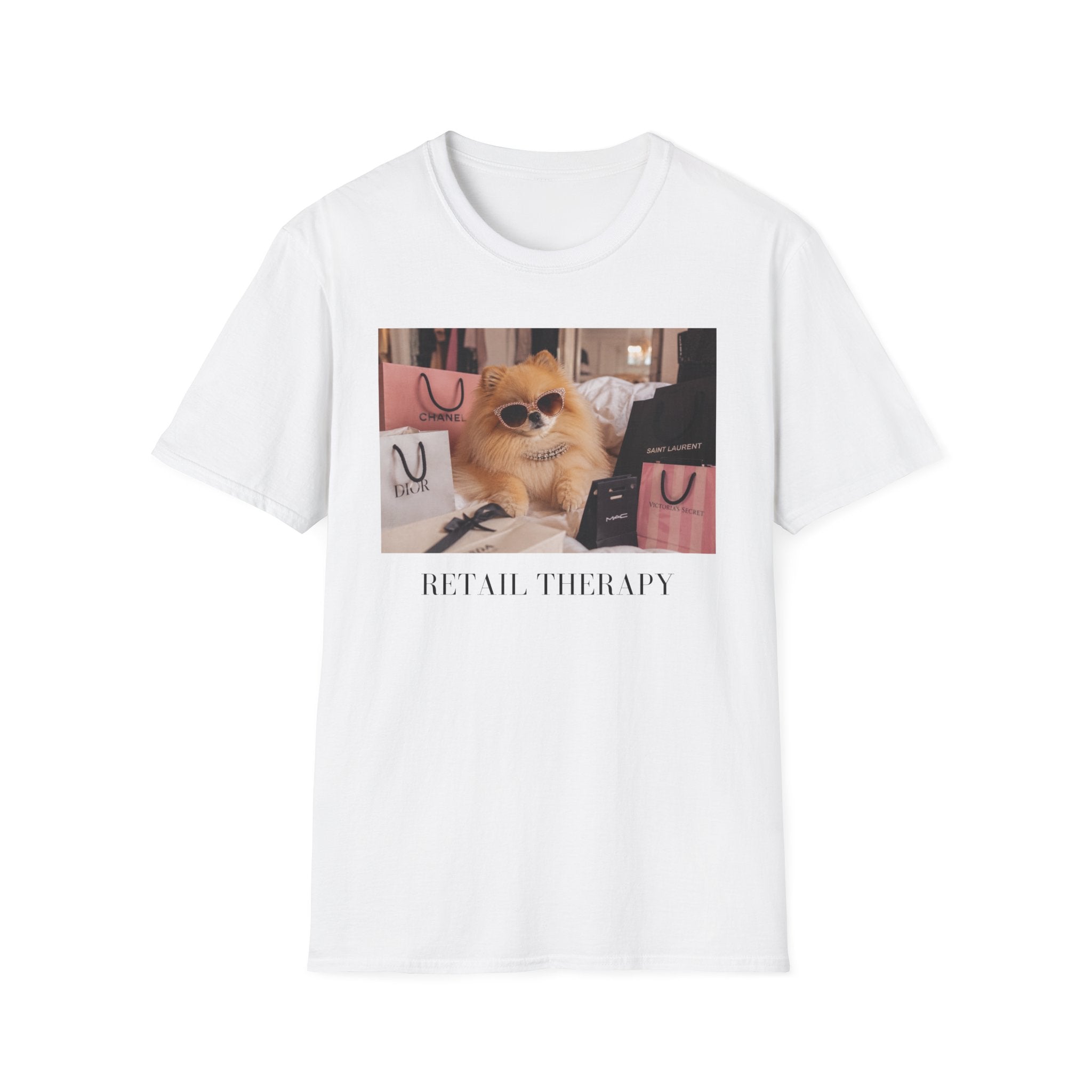 Pomeranian Dog Retail Therapy Shirt | Fluffy Dog Lover Fashion Tee