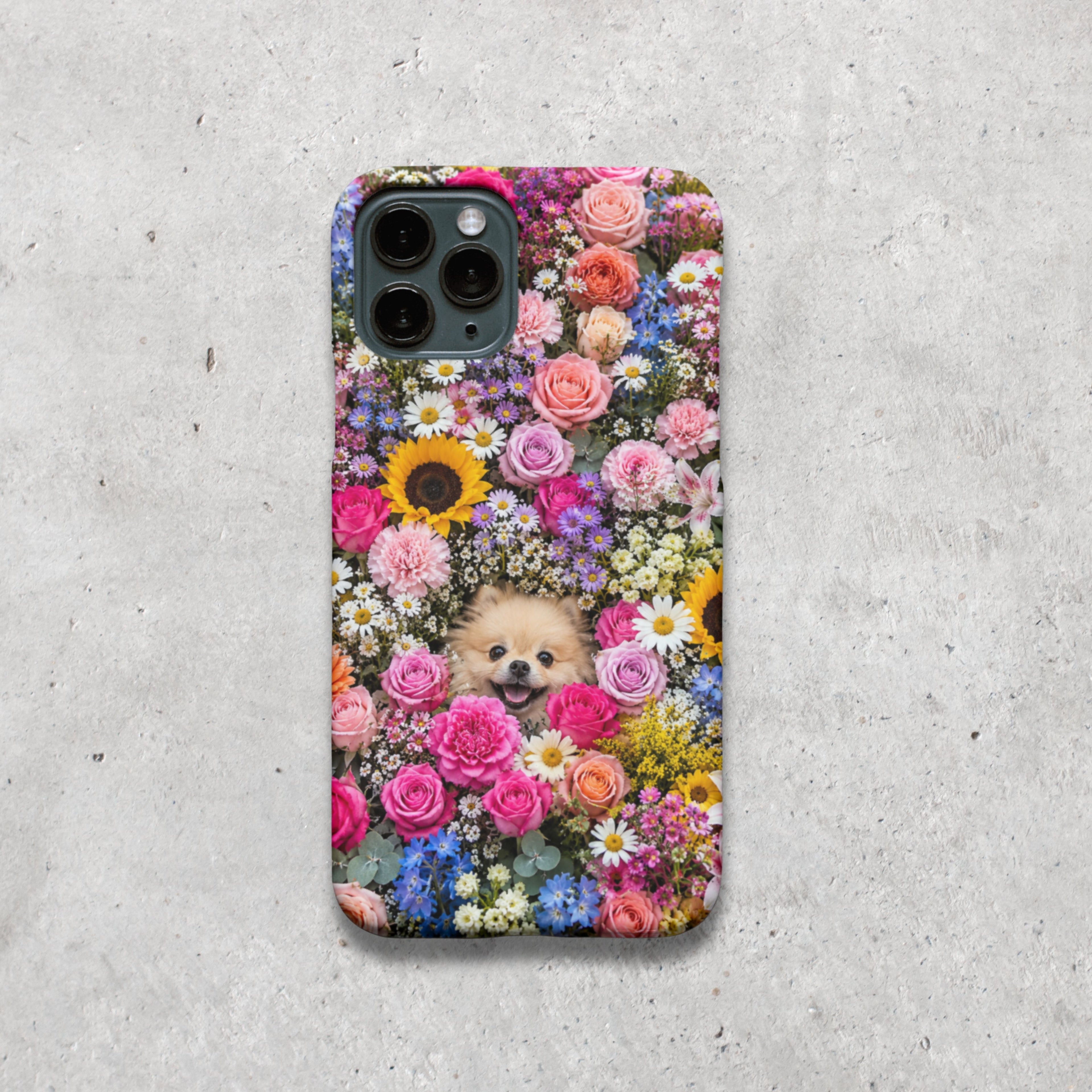 Floral Pomeranian iPhone Tough Case | Dual-Layer Protective Dog Phone Cover
