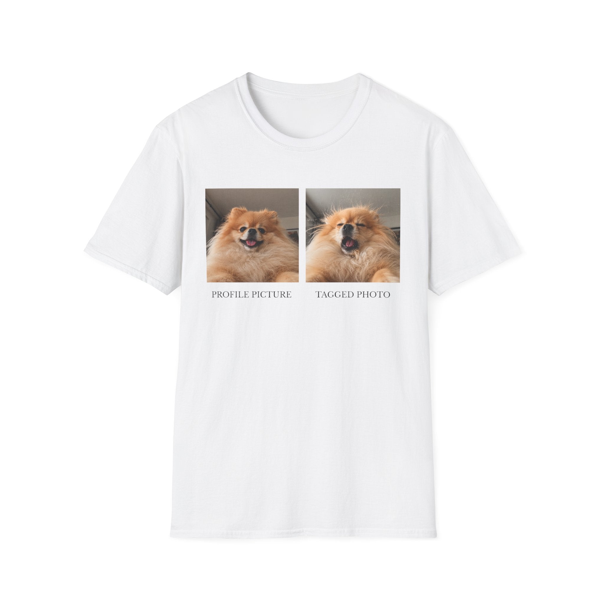 Funny Pomeranian T-Shirt | Profile vs Tagged Photo Dog Meme Tee