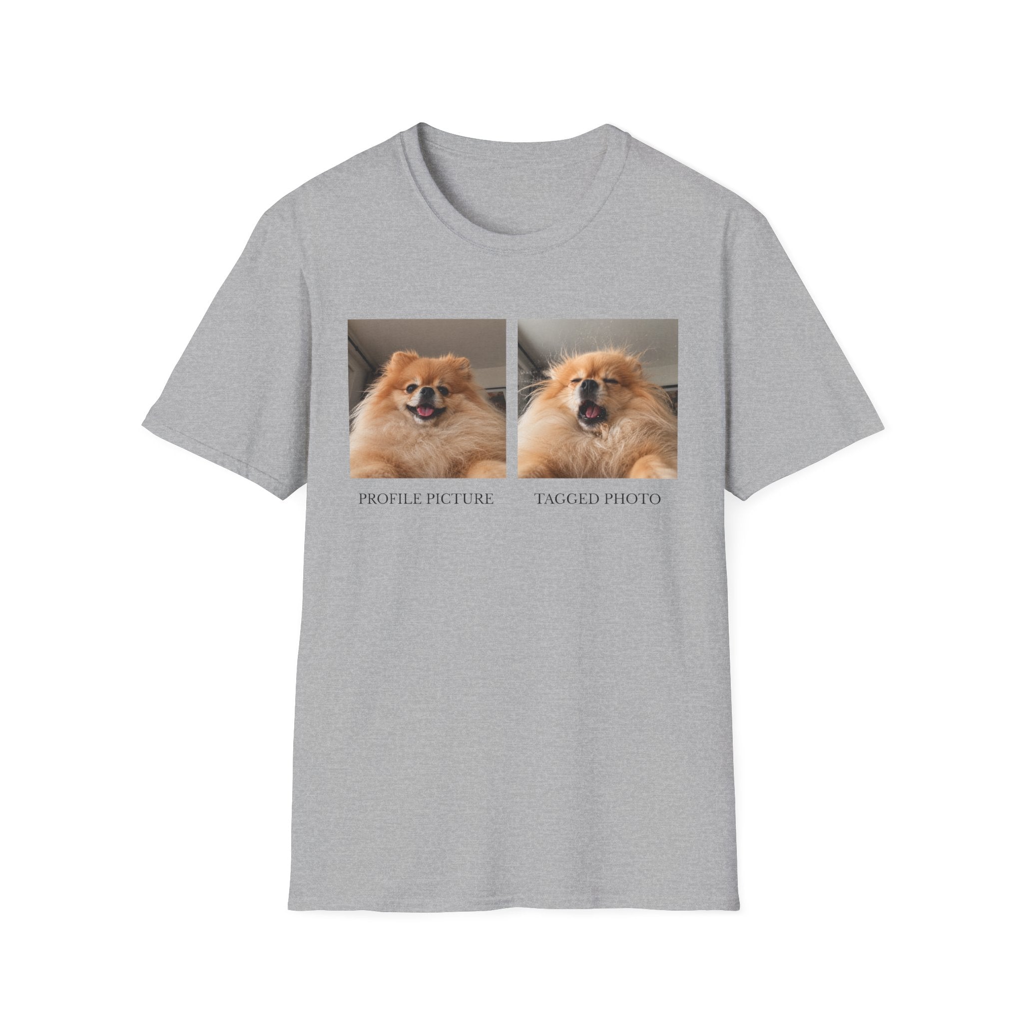 Funny Pomeranian T-Shirt | Profile vs Tagged Photo Dog Meme Tee