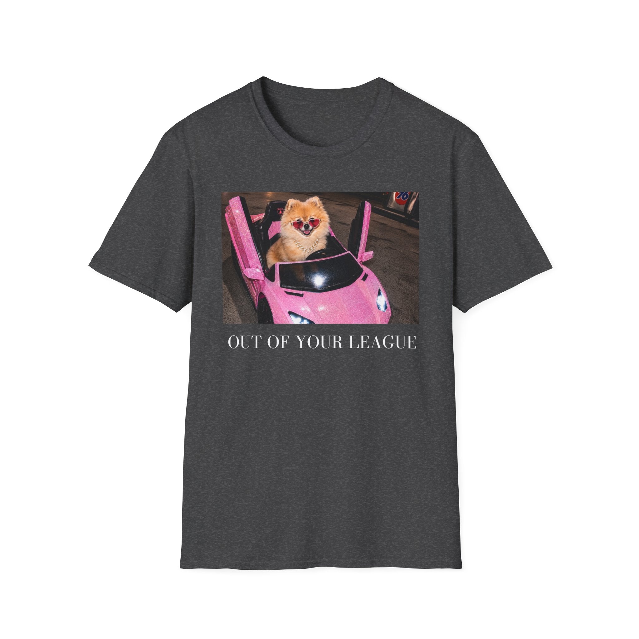 Out of Your League | Pomeranian Dog Graphic Tee | Y2K Pink T-Shirt