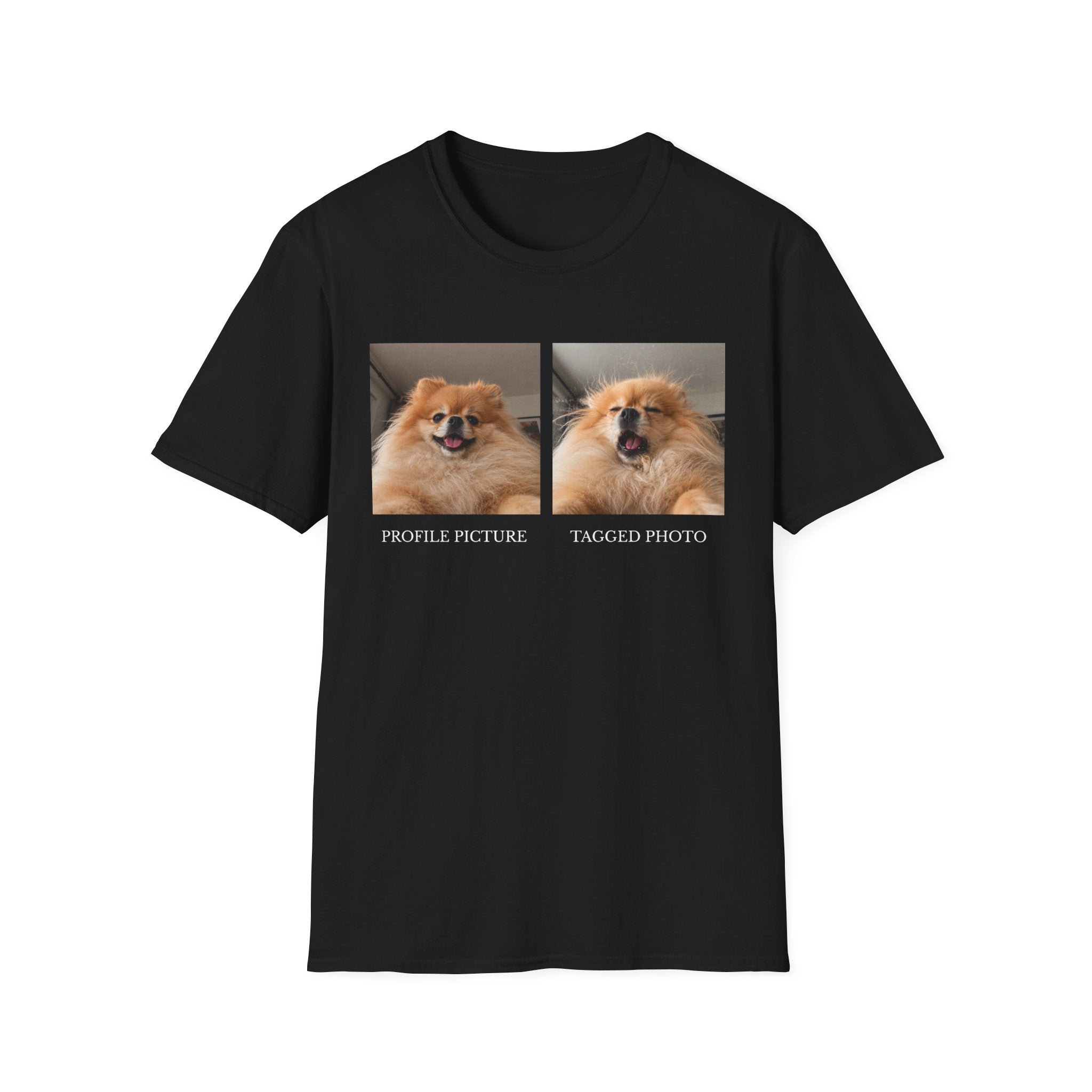 Funny Pomeranian T-Shirt | Profile vs Tagged Photo Dog Meme Tee