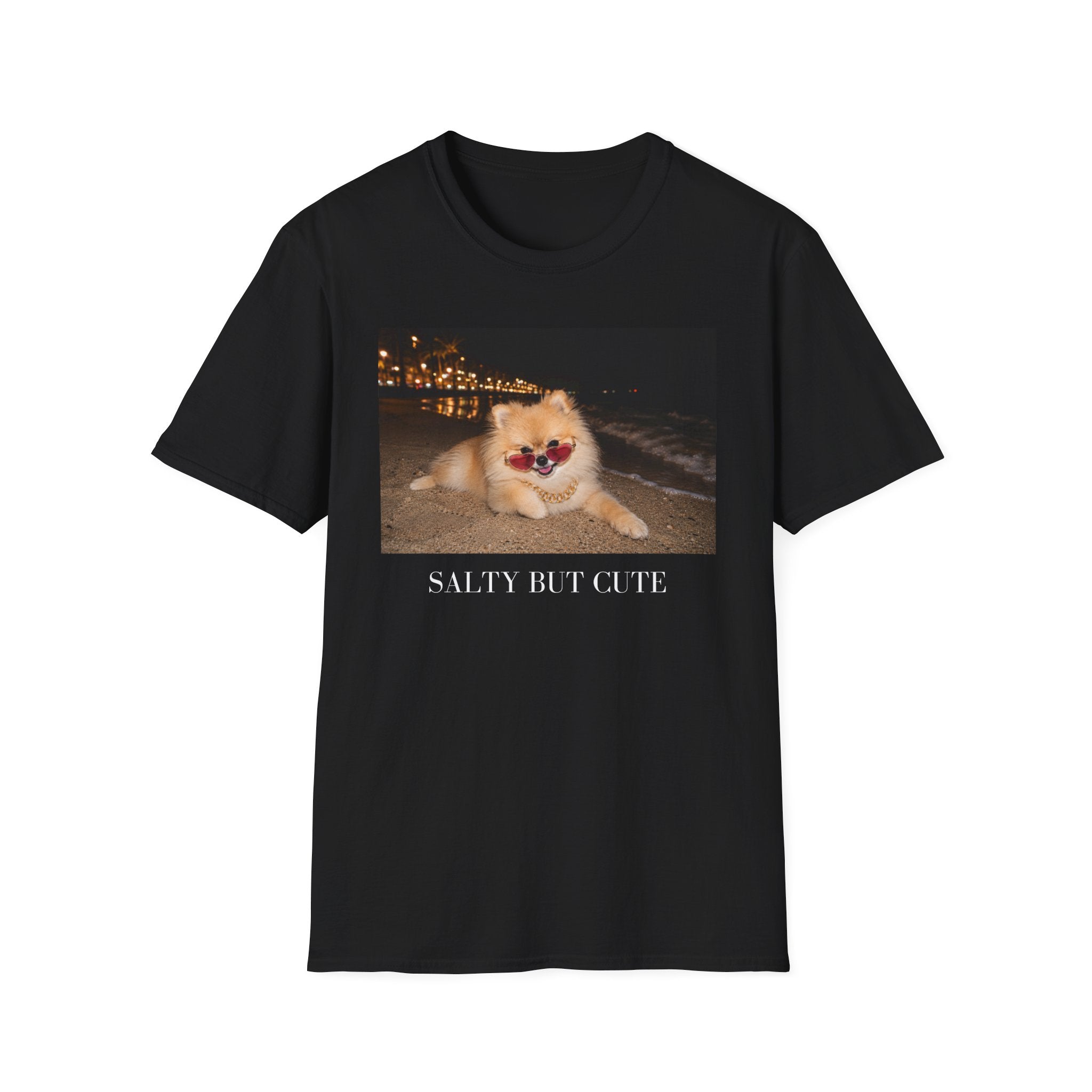 Salty But Cute Pomeranian Beach T-Shirt | Dog Lover Tee