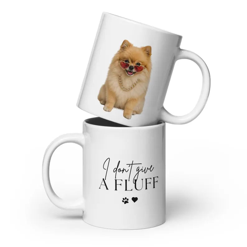Pomeranian Mug: Funny Dog Lover Coffee Cup, "I Don't Give A Fluff" Pom Gift