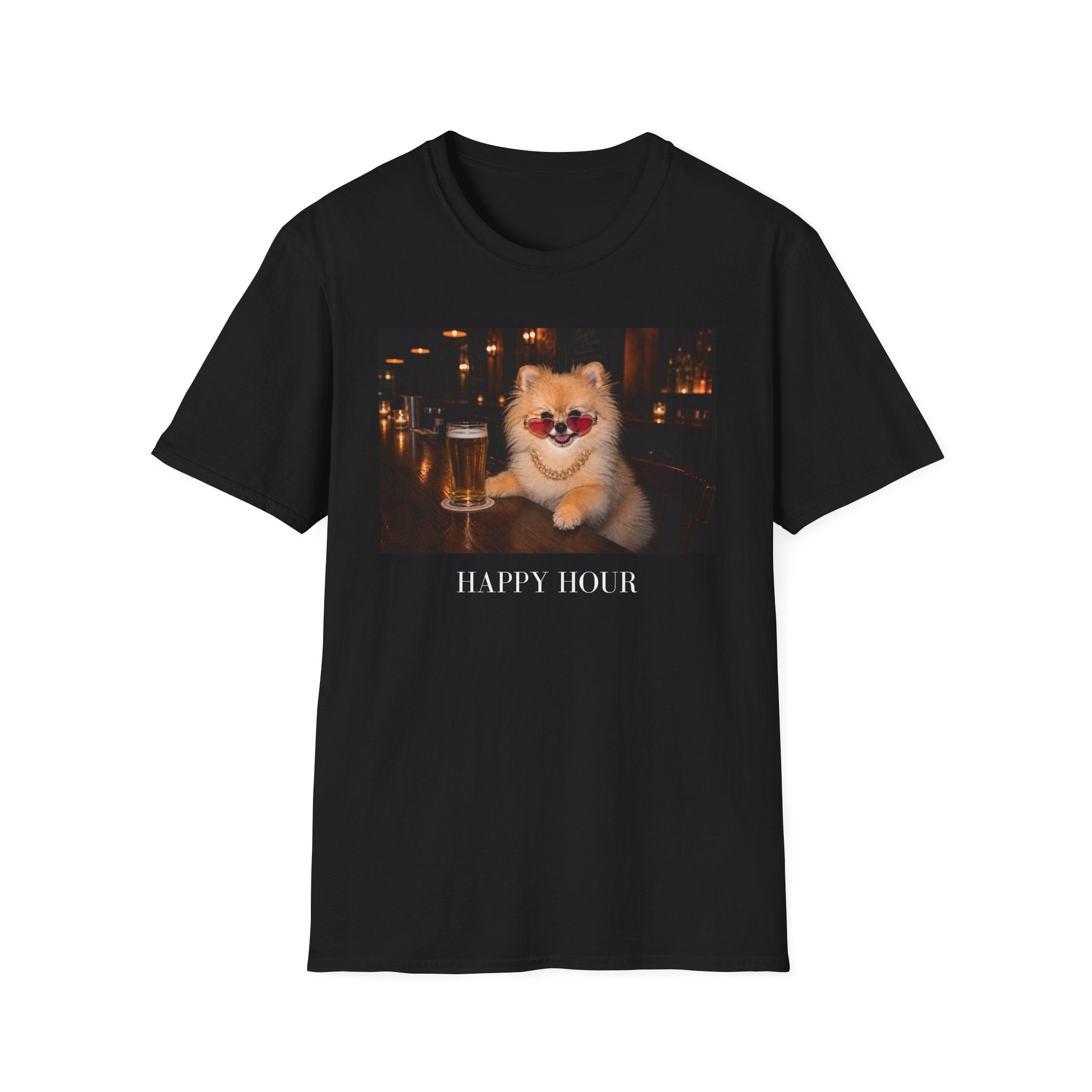 Happy Hour Pomeranian T-Shirt | Funny Dog Lover Tee