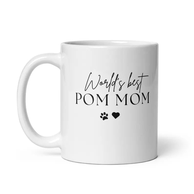 World’s Best Pom Mom Ceramic Mug – Pomeranian Dog Lover Gift