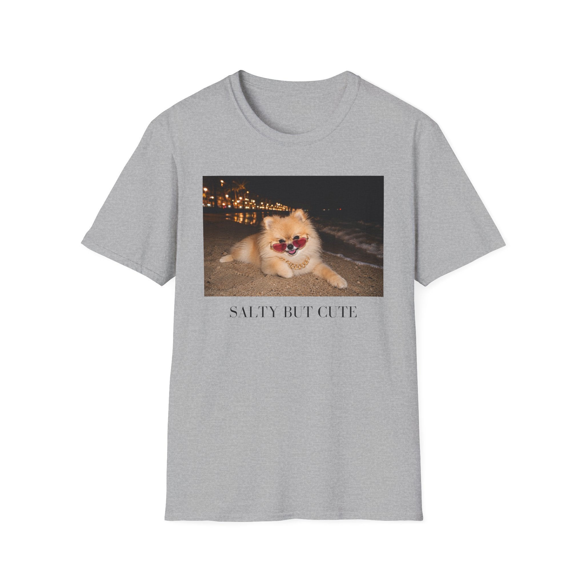 Salty But Cute Pomeranian Beach T-Shirt | Dog Lover Tee