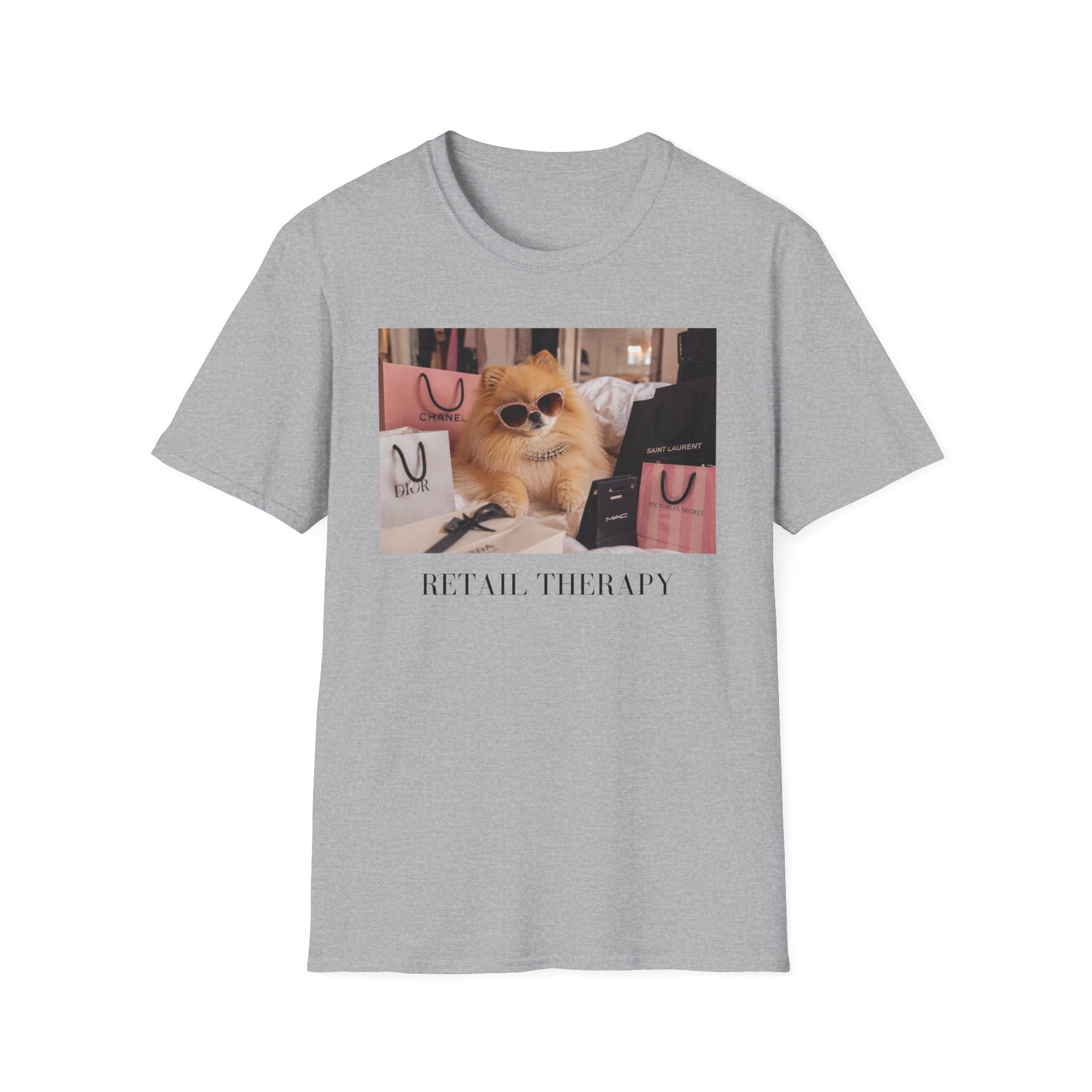 Pomeranian Dog Retail Therapy Shirt | Fluffy Dog Lover Fashion Tee