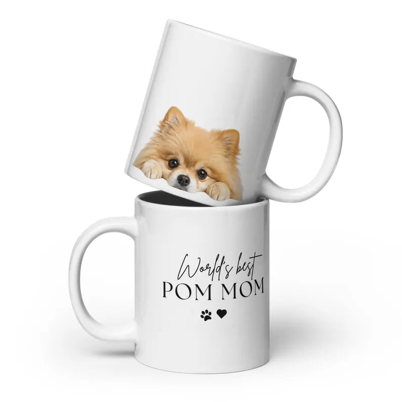 World’s Best Pom Mom Ceramic Mug – Pomeranian Dog Lover Gift