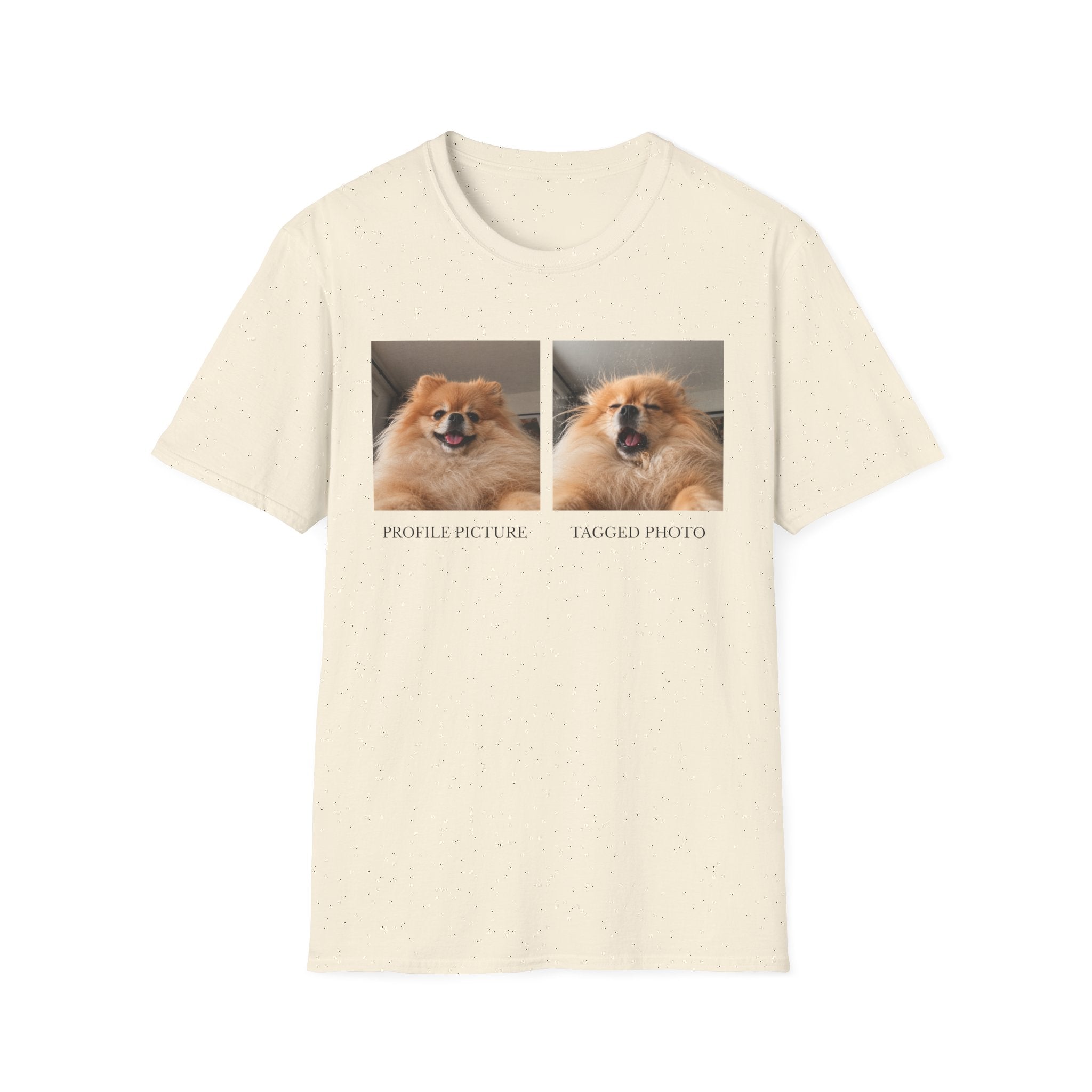 Funny Pomeranian T-Shirt | Profile vs Tagged Photo Dog Meme Tee