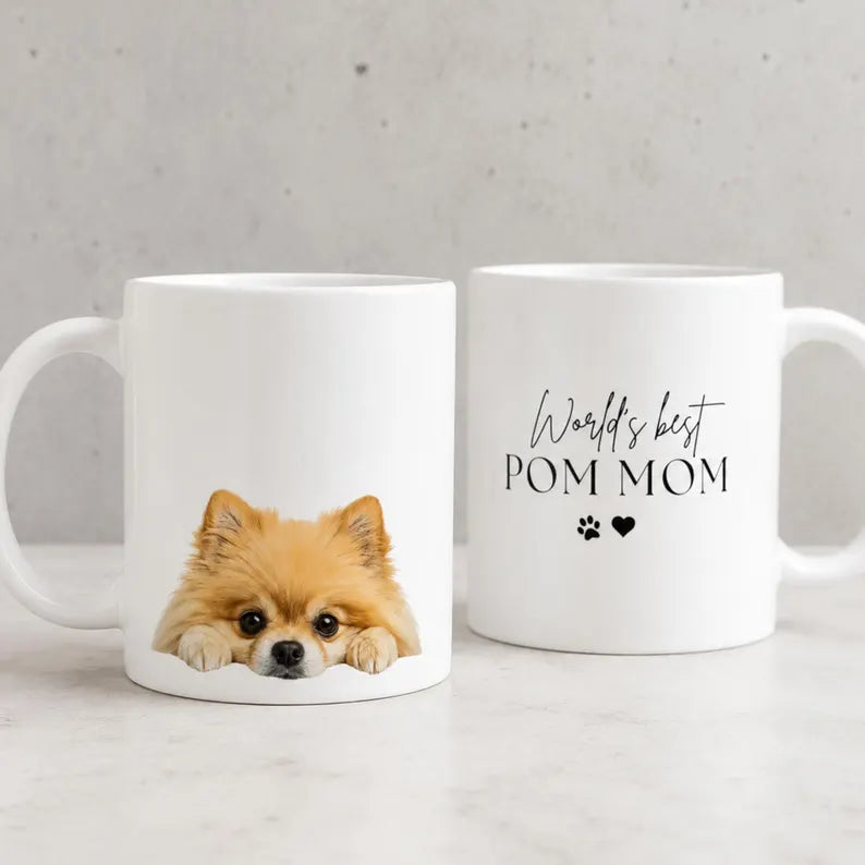 World’s Best Pom Mom Ceramic Mug – Pomeranian Dog Lover Gift