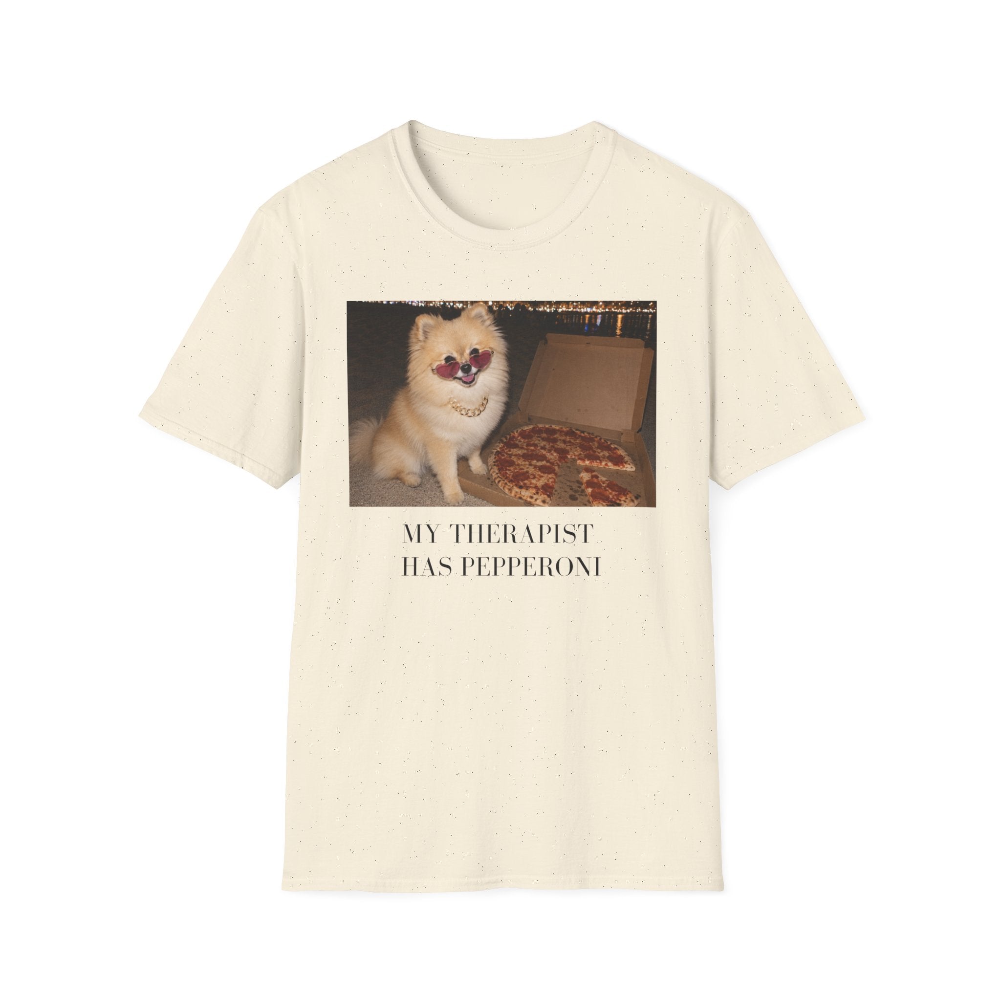 My Therapist Has Pepperoni Pomeranian T-Shirt | Funny Pizza Dog Lover Tee