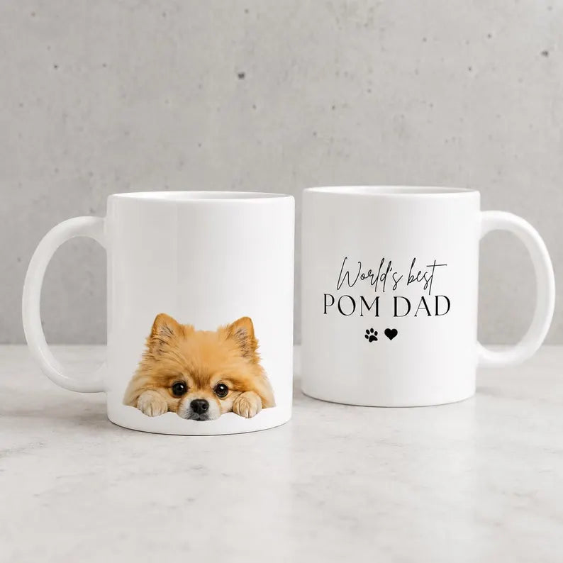 Pomeranian Pom Dad Mug: Ceramic Coffee Cup for Dog Lovers