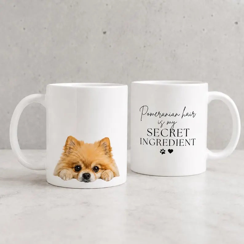 Pomeranian Hair is my Secret Ingredient Mug, Funny Dog Lover Coffee Cup