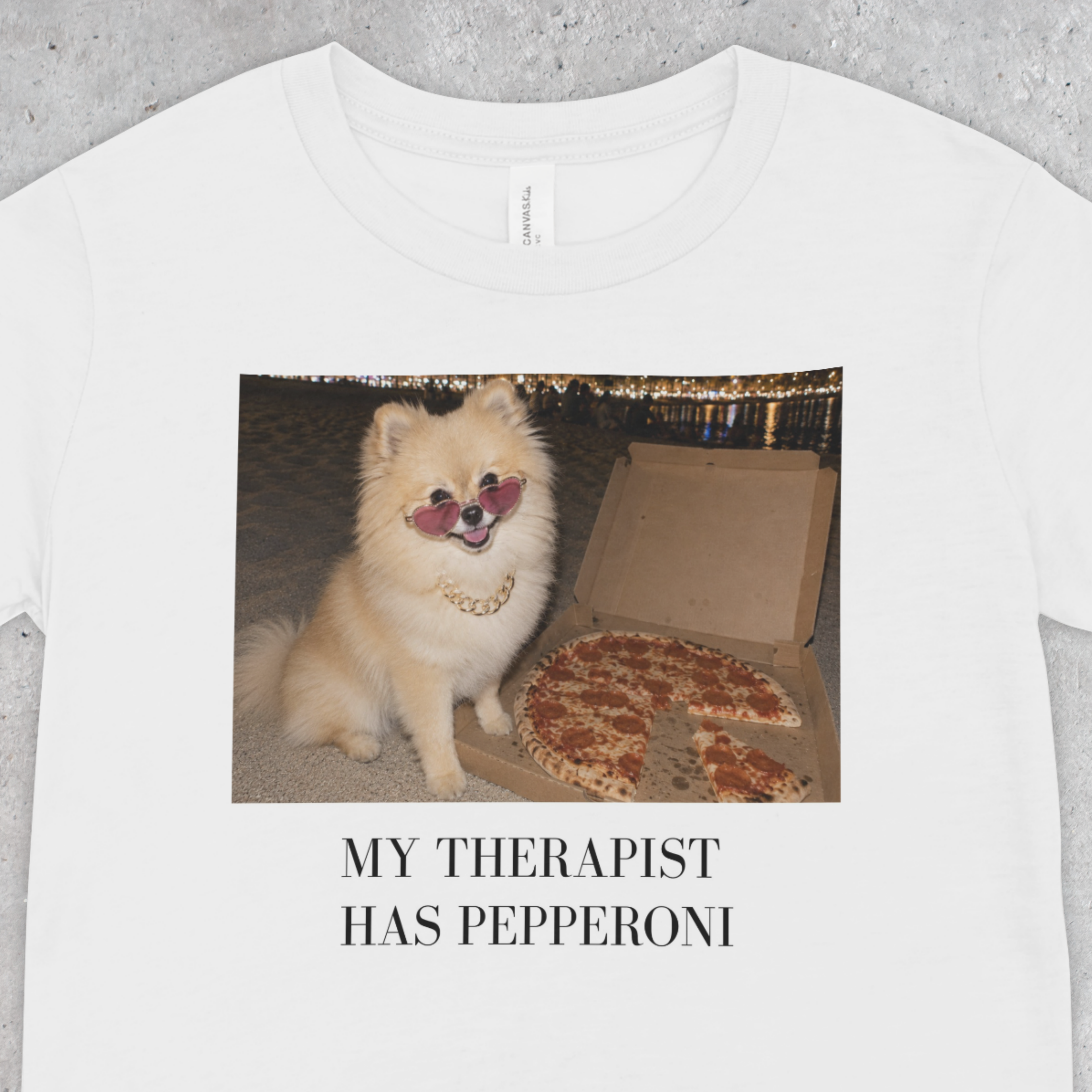 My Therapist Has Pepperoni Pomeranian T-Shirt | Funny Pizza Dog Lover Tee