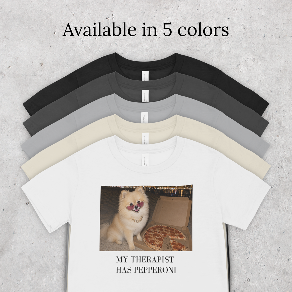 My Therapist Has Pepperoni Pomeranian T-Shirt | Funny Pizza Dog Lover Tee