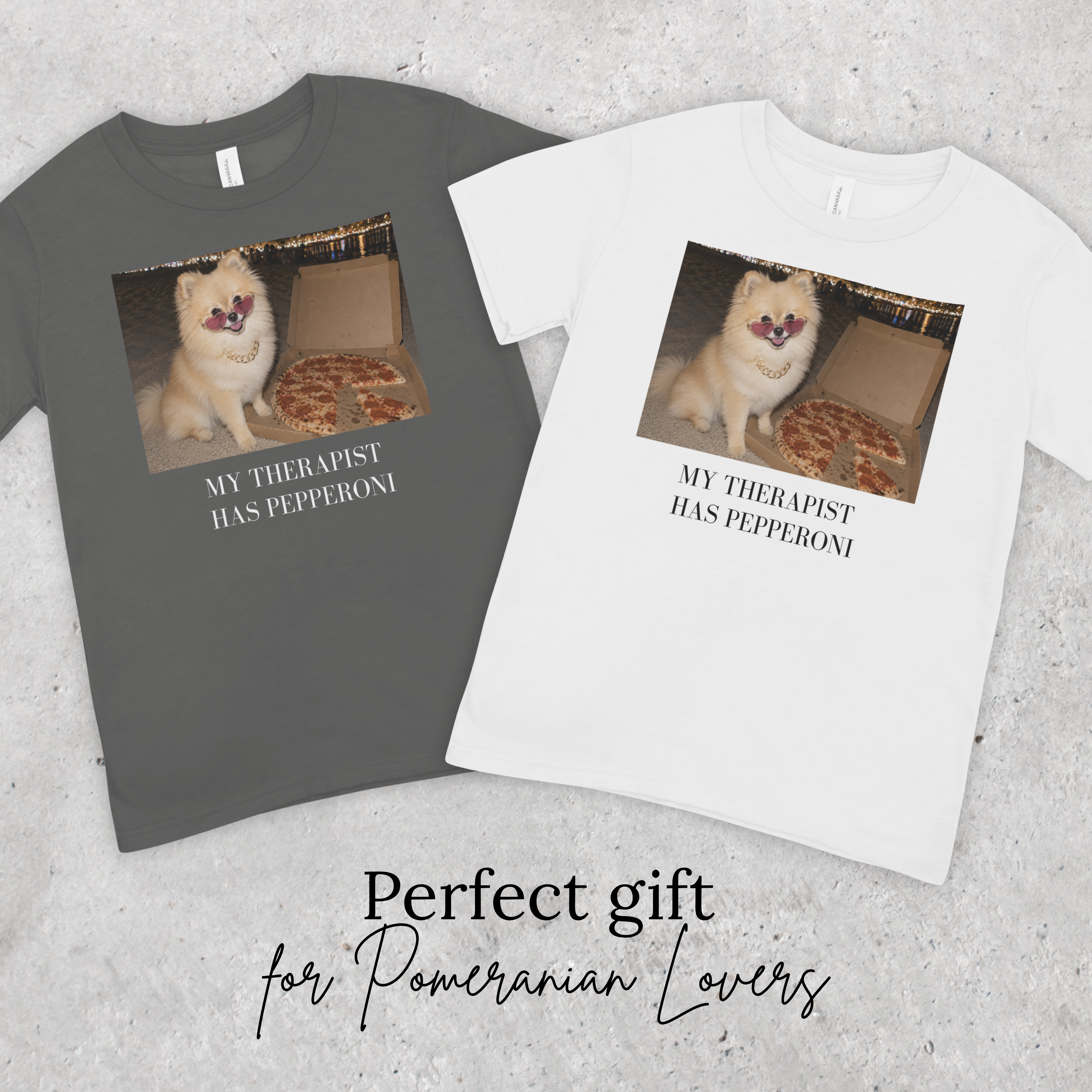 My Therapist Has Pepperoni Pomeranian T-Shirt | Funny Pizza Dog Lover Tee