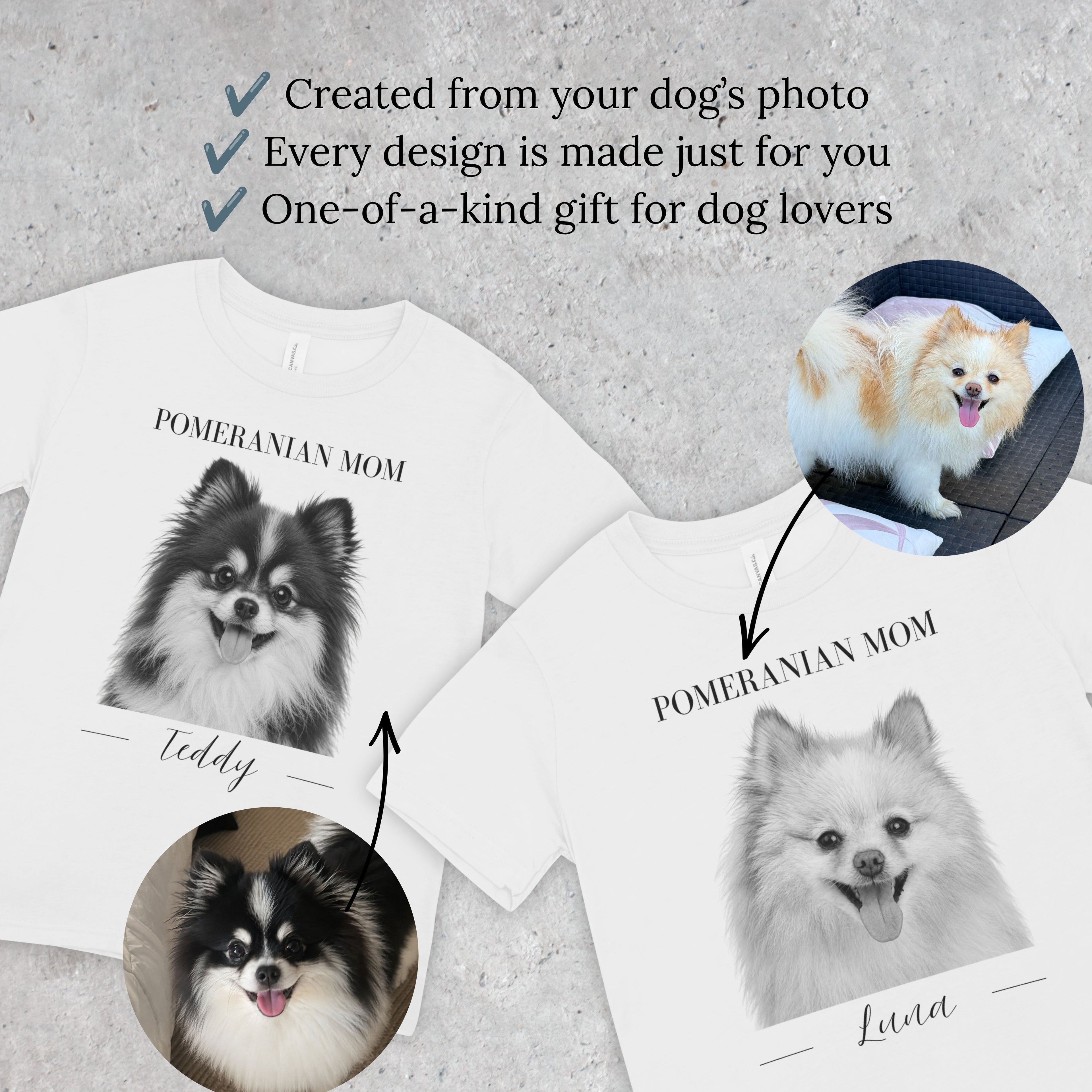 Custom Pomeranian T-Shirt | Personalized Dog Portrait & Name | Pomeranian Mom or Dad | Gift for Pomeranian Lovers