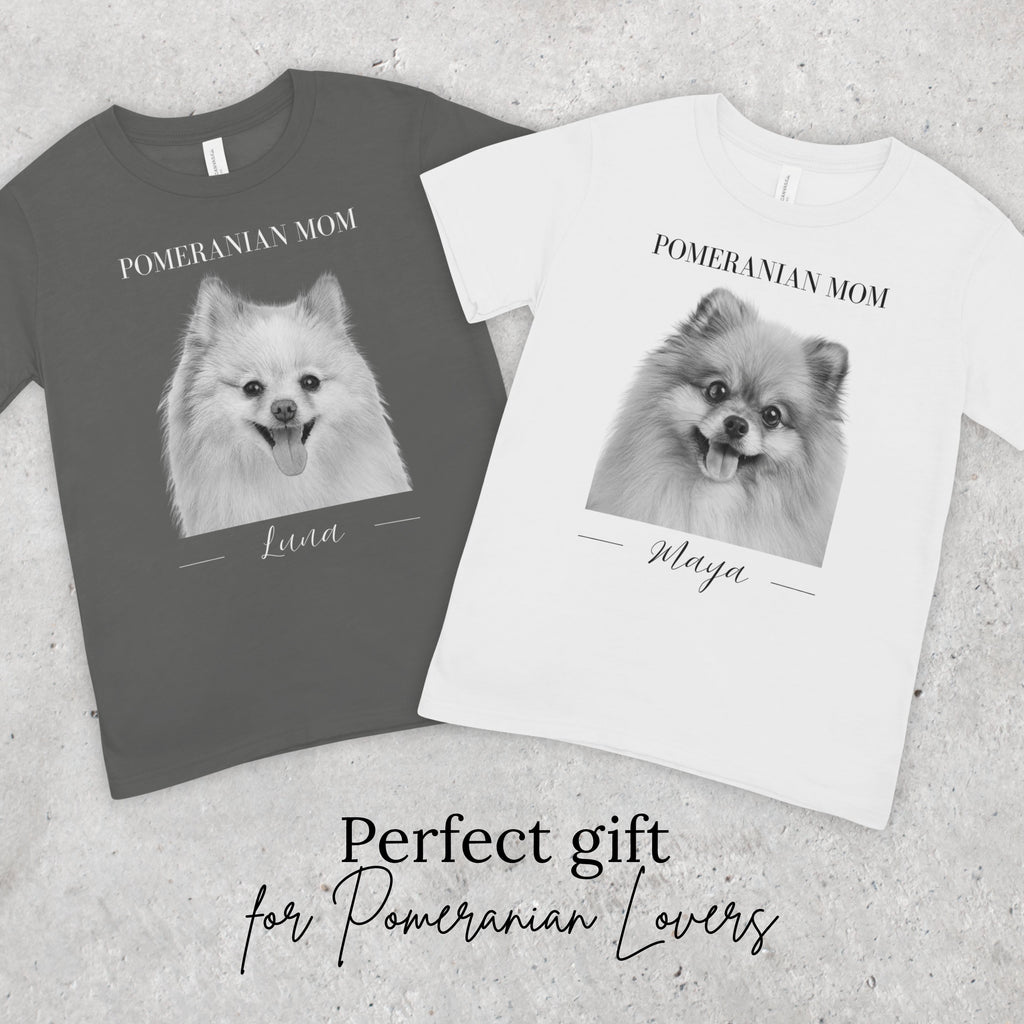 Custom Pomeranian T-Shirt | Personalized Dog Portrait & Name | Pomeranian Mom or Dad | Gift for Pomeranian Lovers