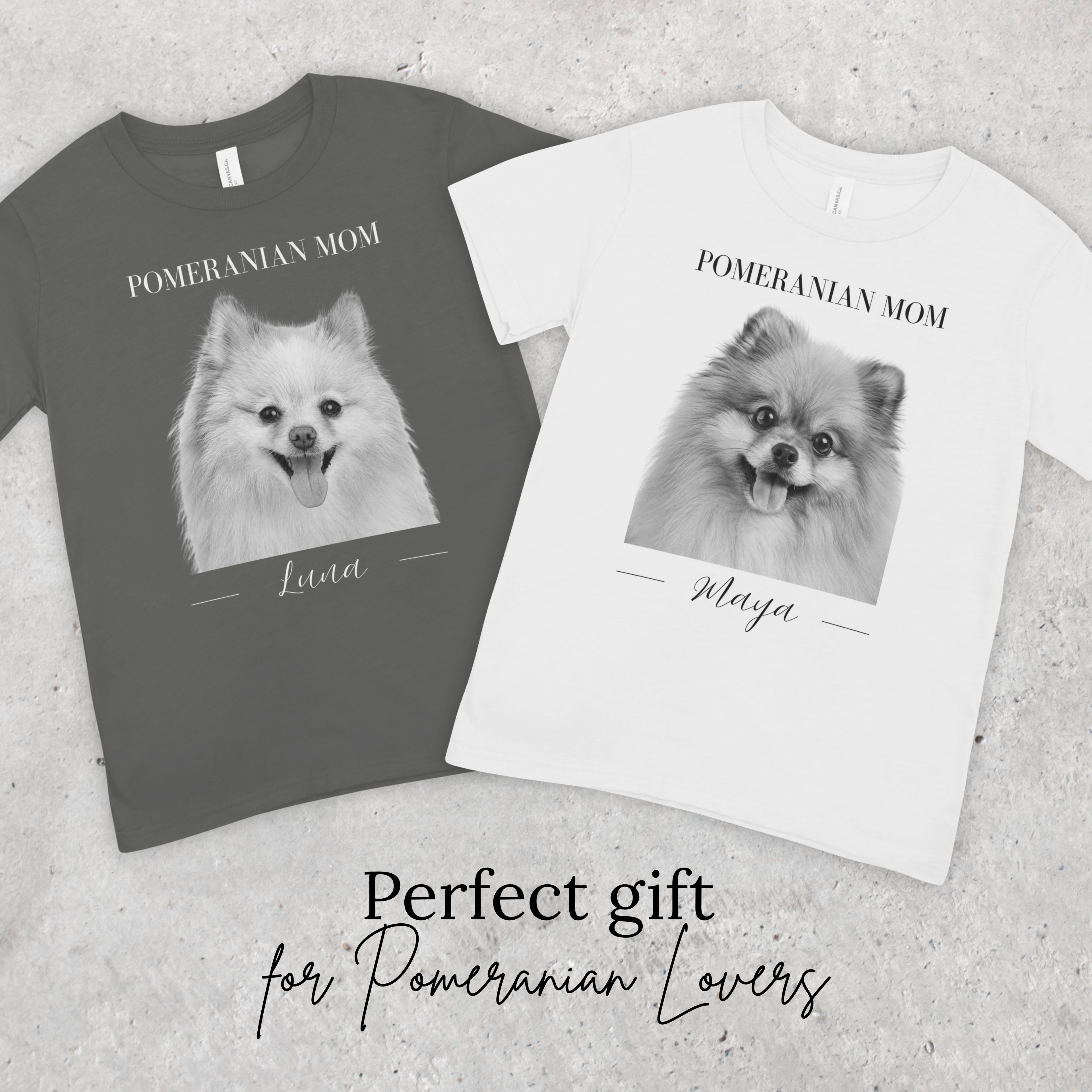 Custom Pomeranian T-Shirt | Personalized Dog Portrait & Name | Pomeranian Mom or Dad | Gift for Pomeranian Lovers