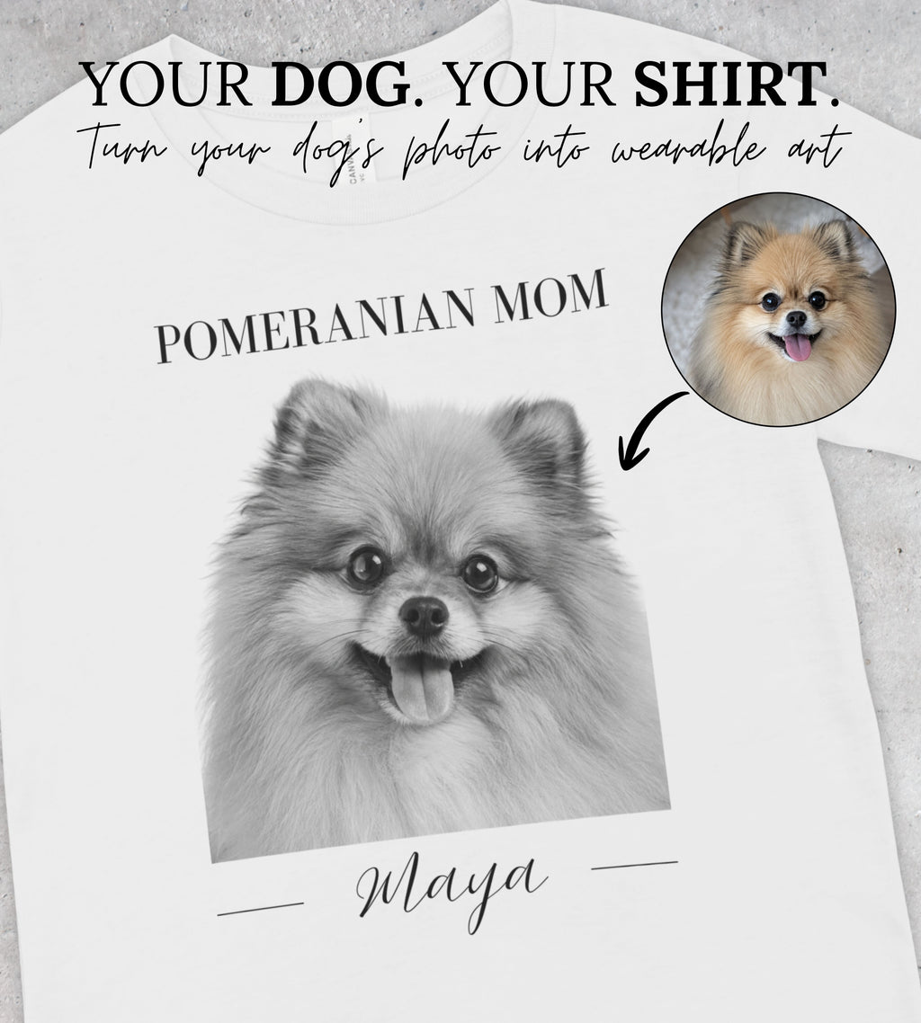 Custom Pomeranian T-Shirt | Personalized Dog Portrait & Name | Pomeranian Mom or Dad | Gift for Pomeranian Lovers
