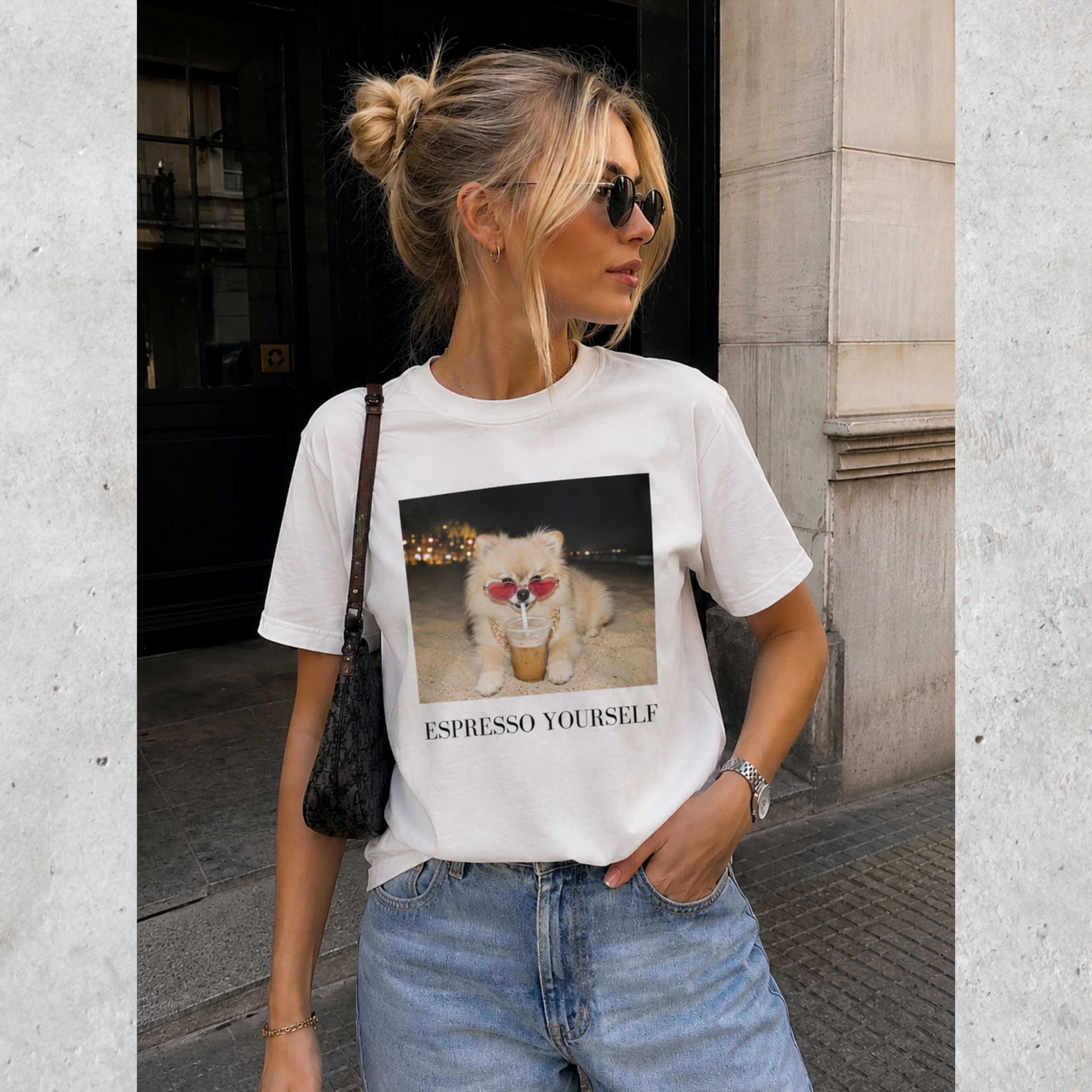 Espresso Yourself Pomeranian T-Shirt | Funny Coffee Dog Tee, Unisex Pomeranian Lover Shirt