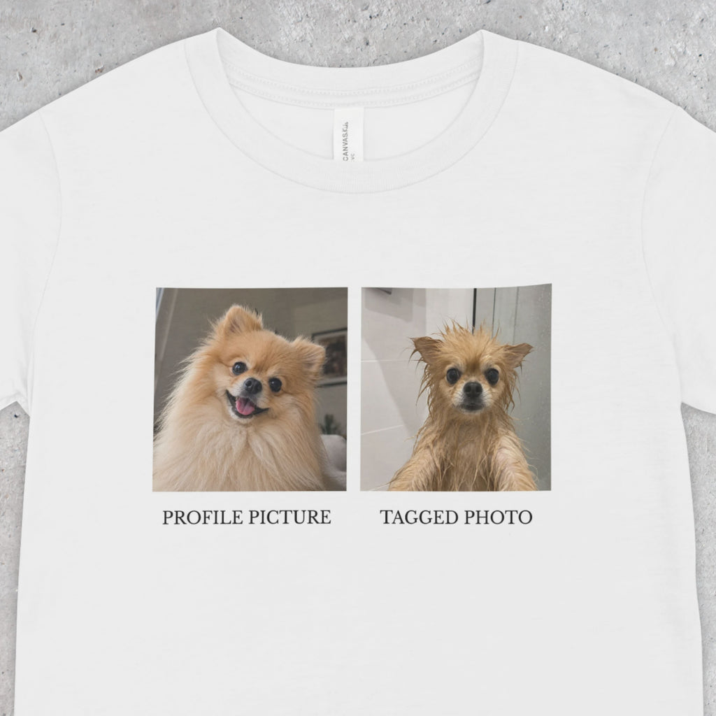 Pomeranian T-Shirt | Profile Picture vs Tagged Photo Dog Meme Tee