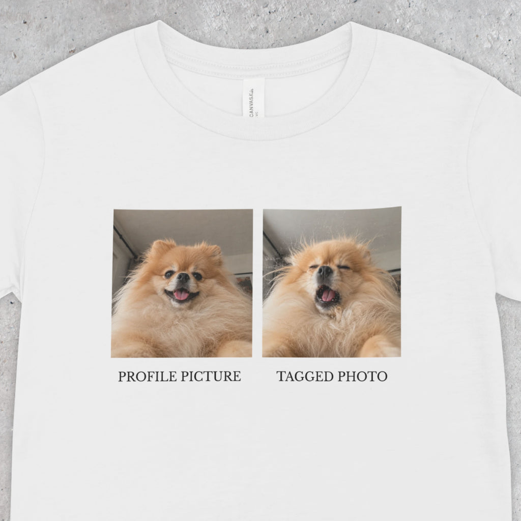 Funny Pomeranian T-Shirt | Profile vs Tagged Photo Dog Meme Tee
