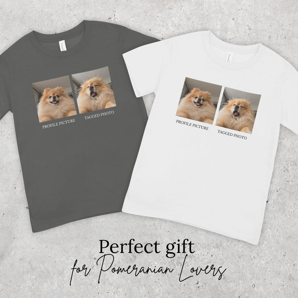 Funny Pomeranian T-Shirt | Profile vs Tagged Photo Dog Meme Tee