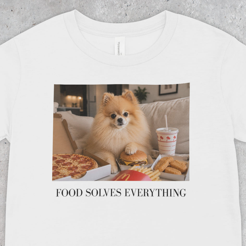 Pomeranian Dog Food Solves Everything Shirt | Funny Dog Lover Tee