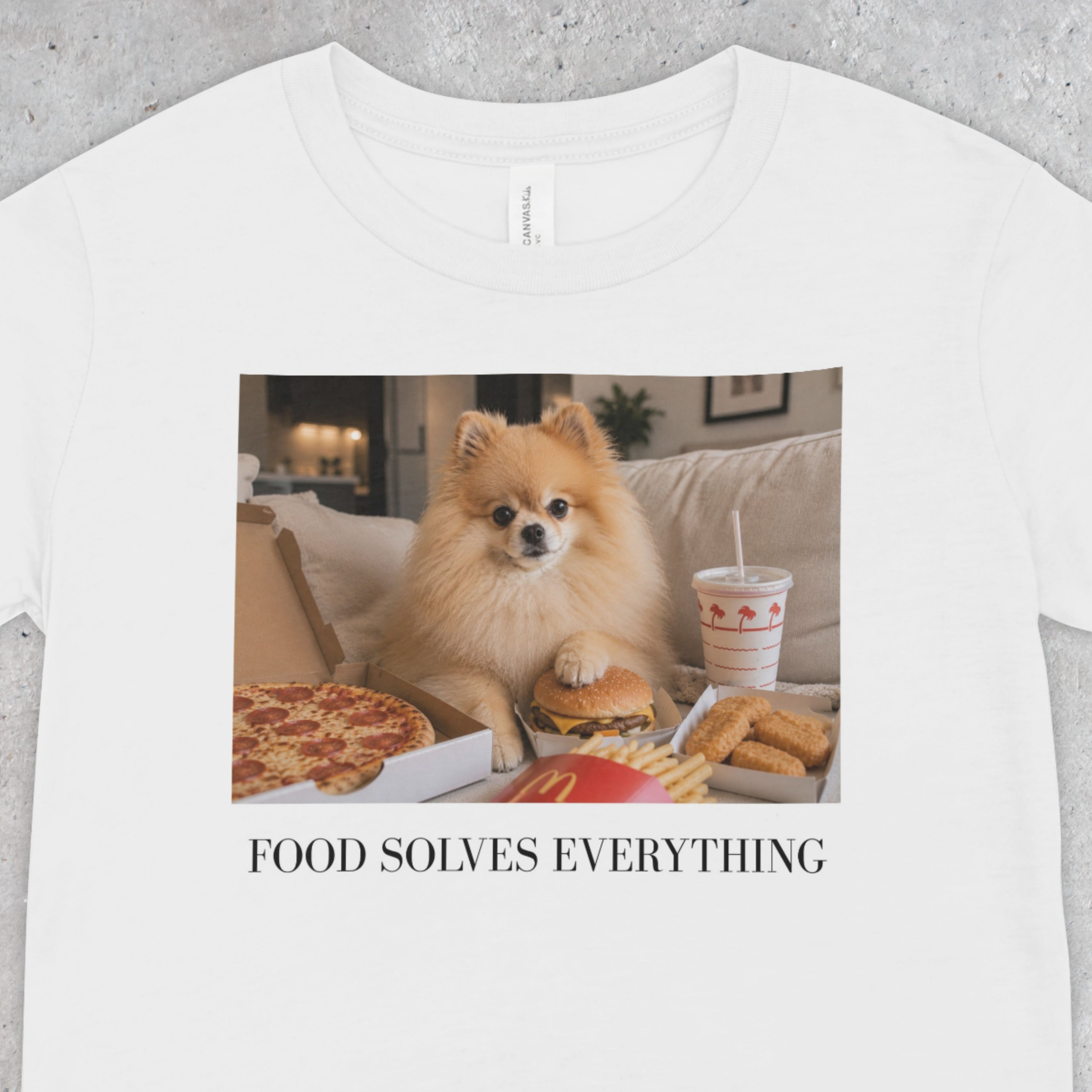 Pomeranian Dog Food Solves Everything Shirt | Funny Dog Lover Tee