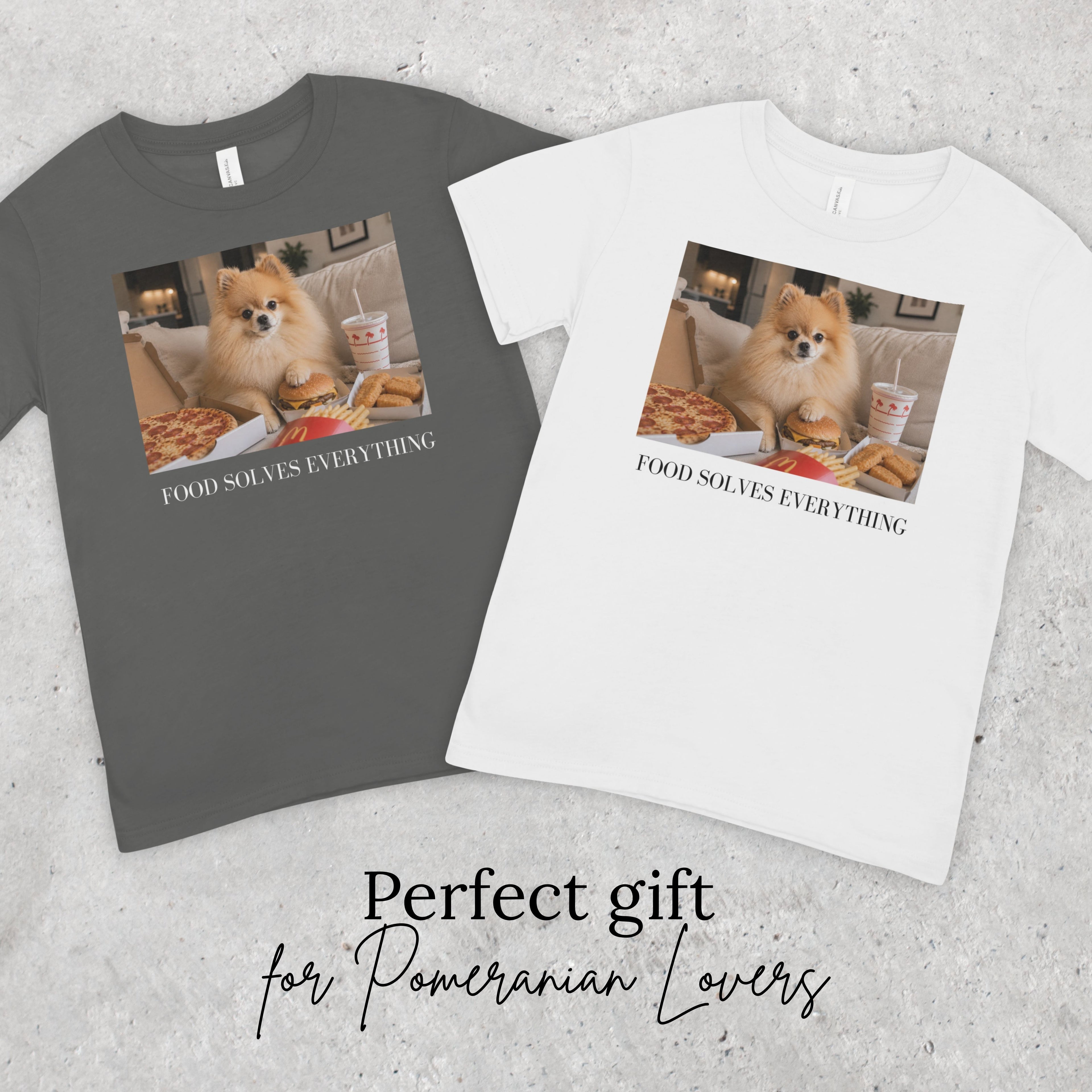 Pomeranian Dog Food Solves Everything Shirt | Funny Dog Lover Tee