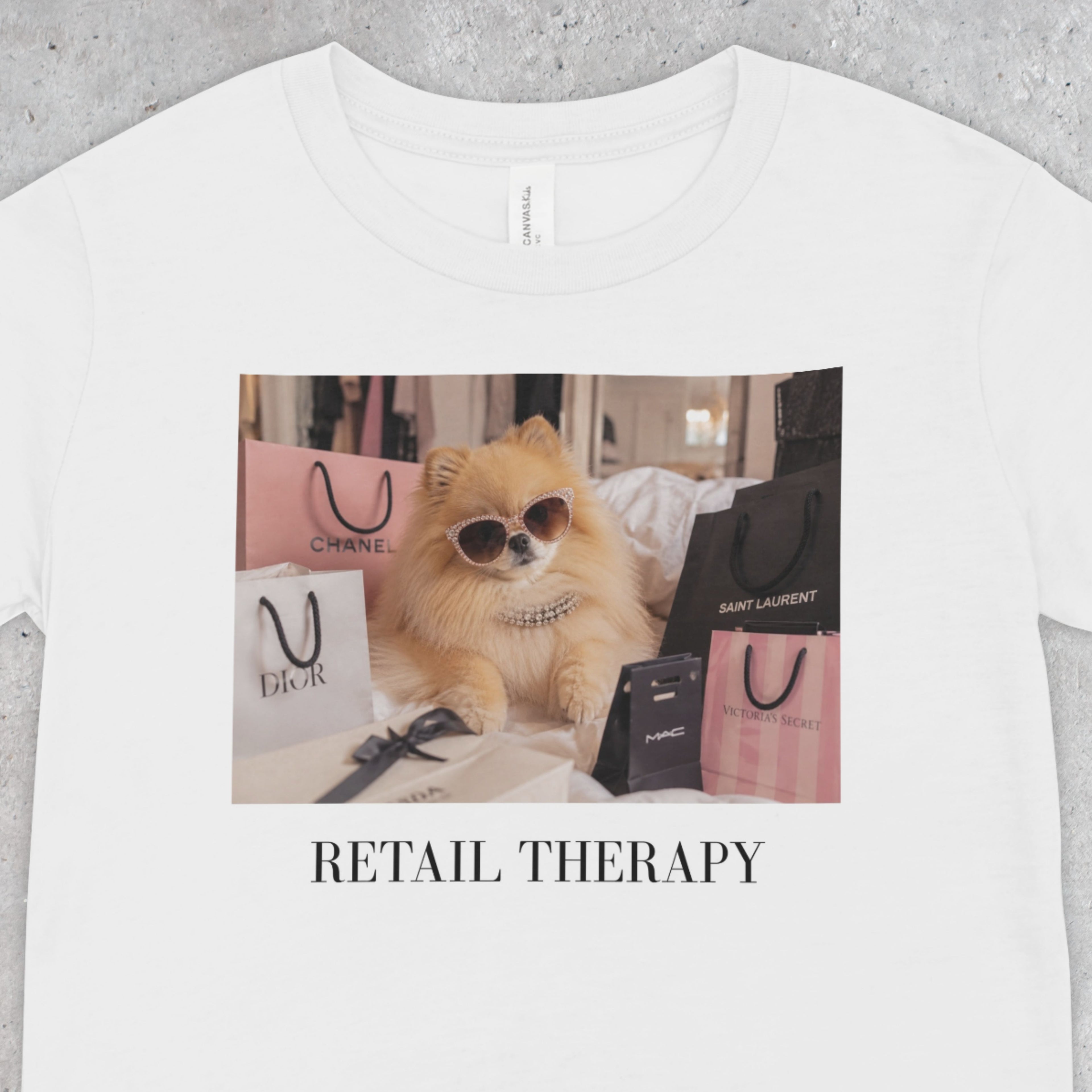Pomeranian Dog Retail Therapy Shirt | Fluffy Dog Lover Fashion Tee