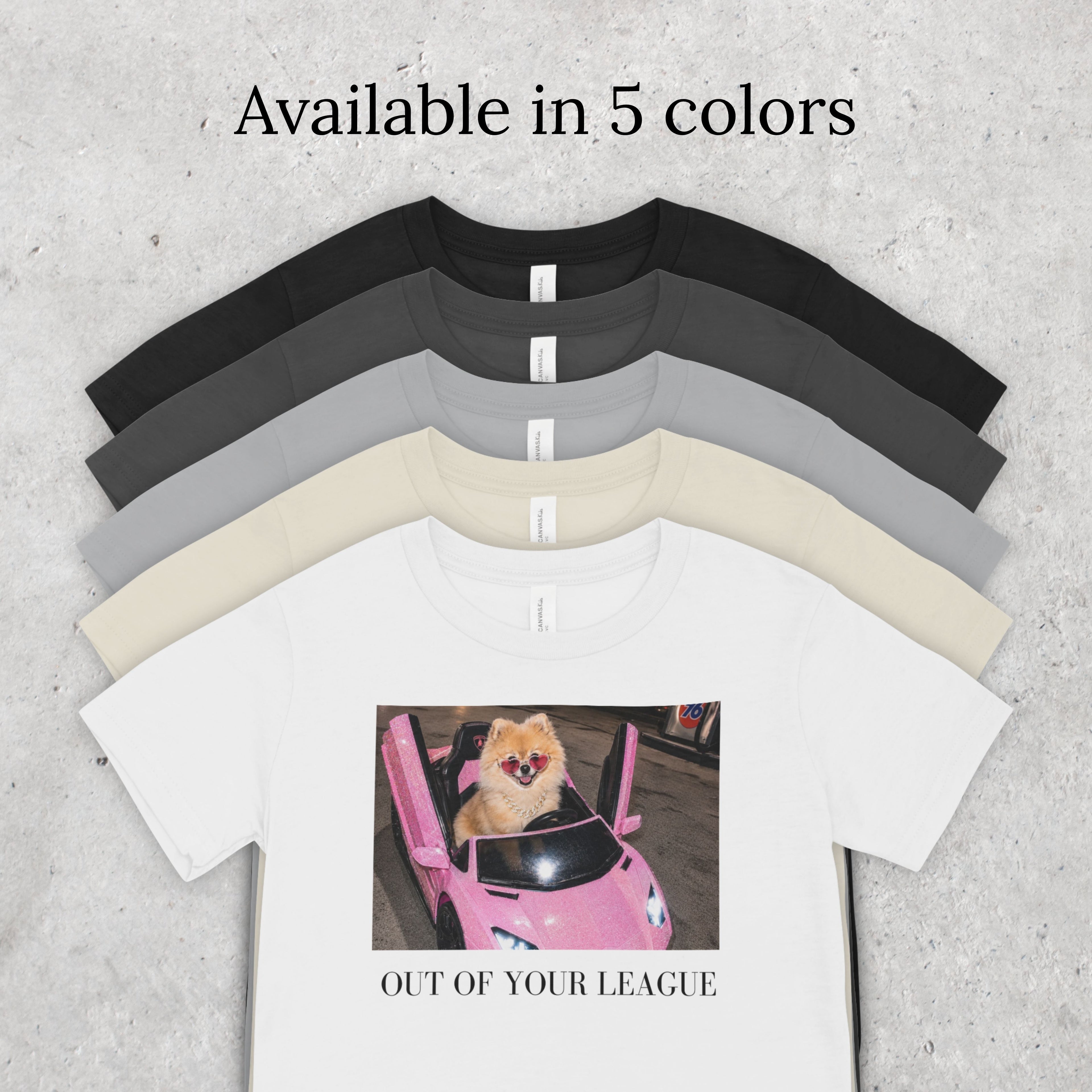 Out of Your League | Pomeranian Dog Graphic Tee | Y2K Pink T-Shirt