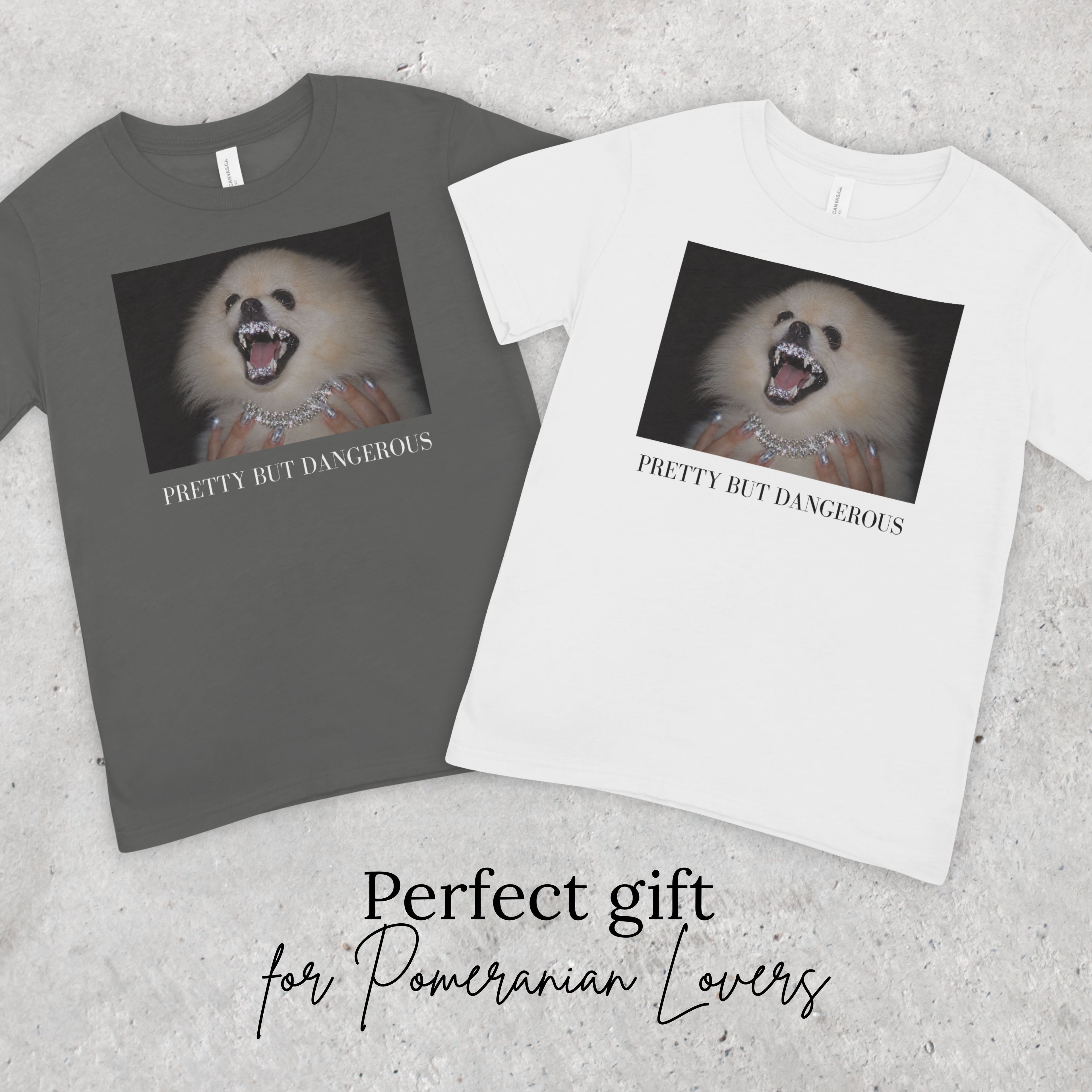Pomeranian T-Shirt | Pretty But Dangerous, Y2K Dog Mom Tee