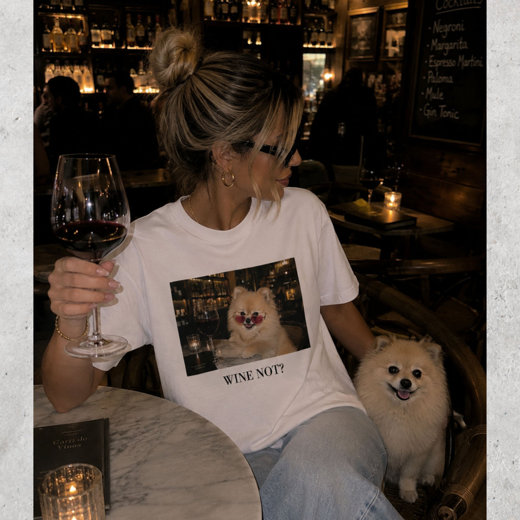 Wine Not? Pomeranian T-Shirt | Funny Dog Lover Tee