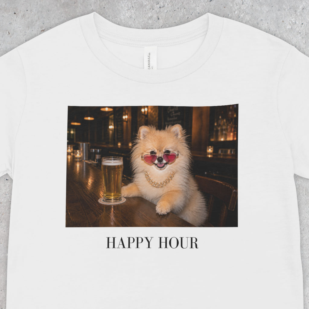 Happy Hour Pomeranian T-Shirt | Funny Dog Lover Tee