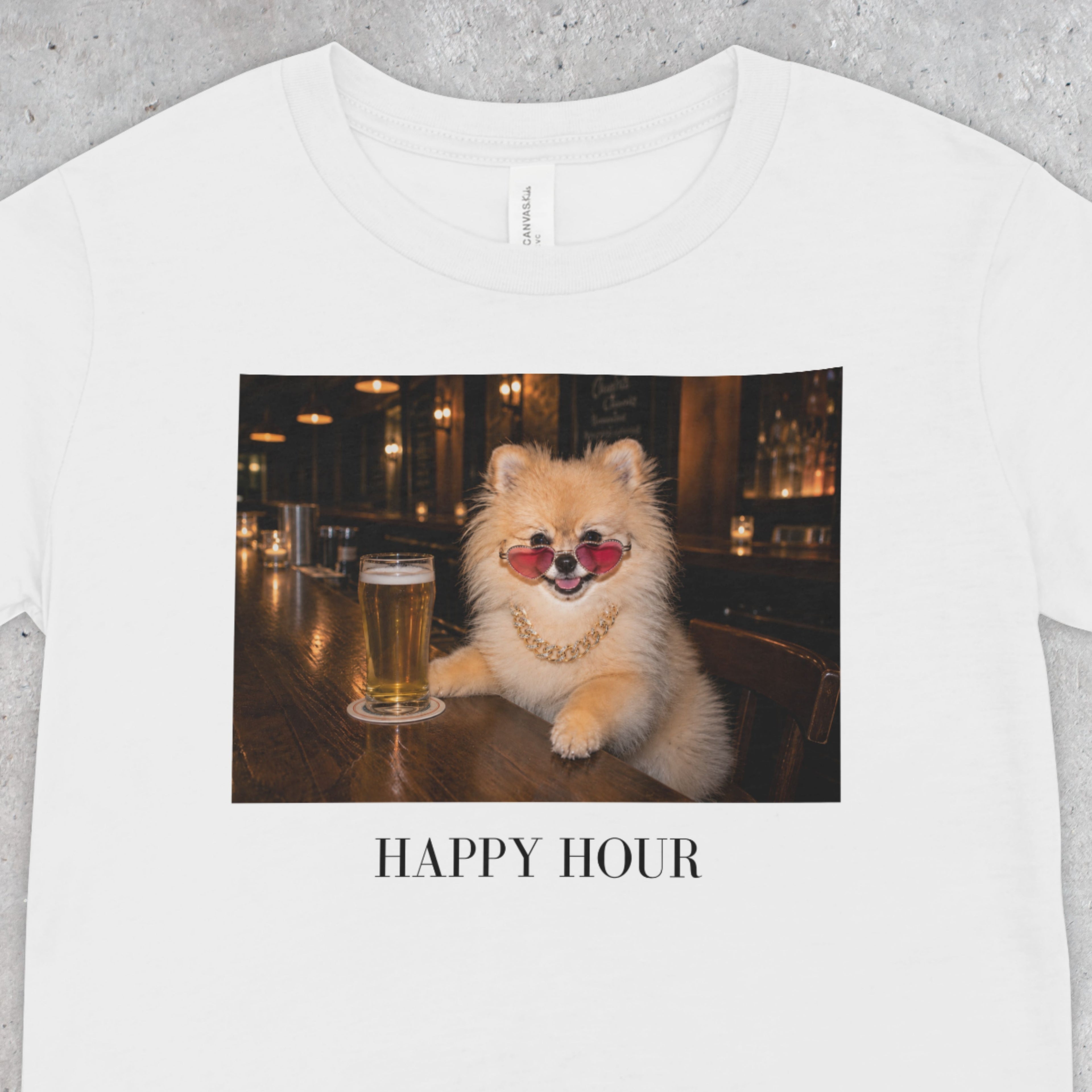 Happy Hour Pomeranian T-Shirt | Funny Dog Lover Tee