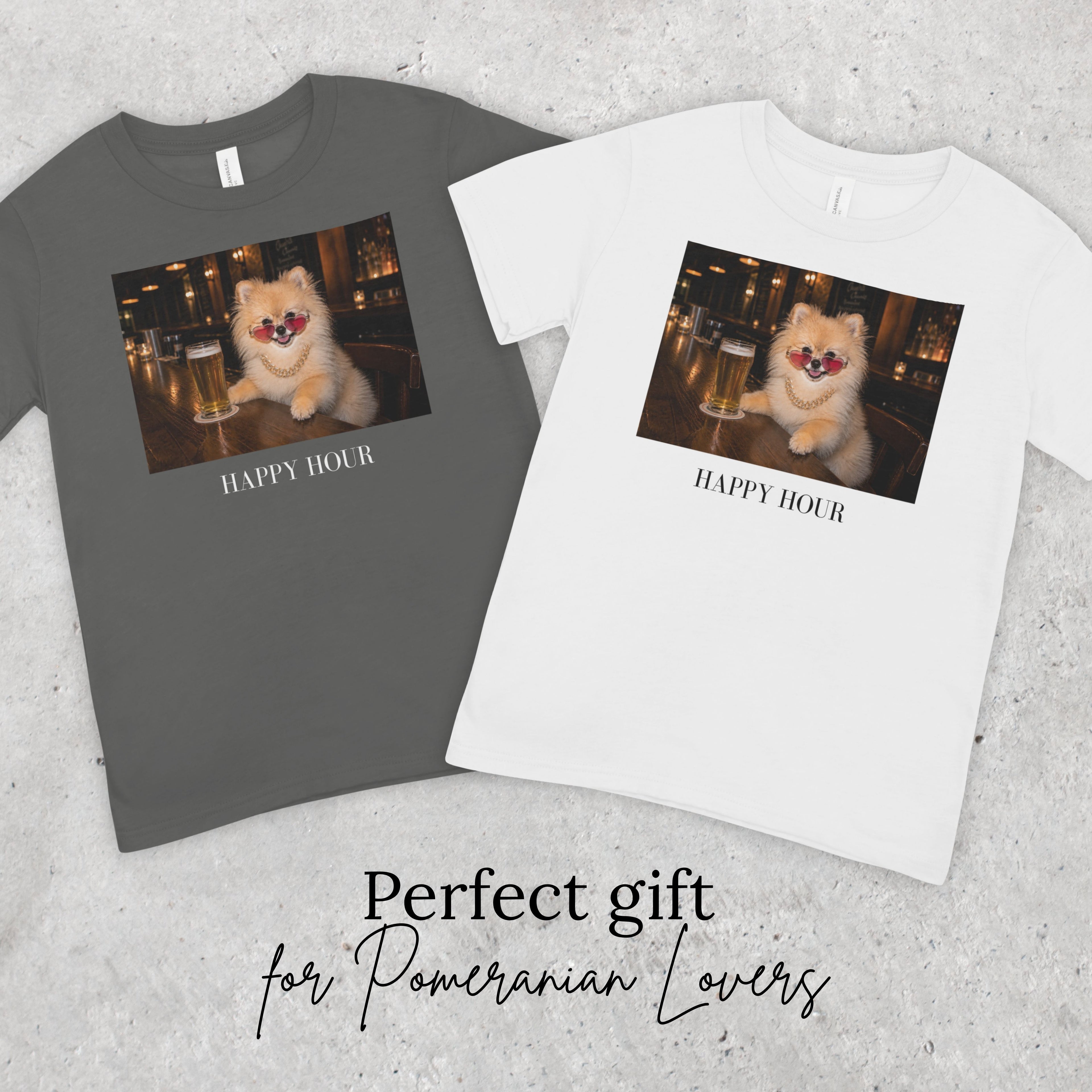 Happy Hour Pomeranian T-Shirt | Funny Dog Lover Tee