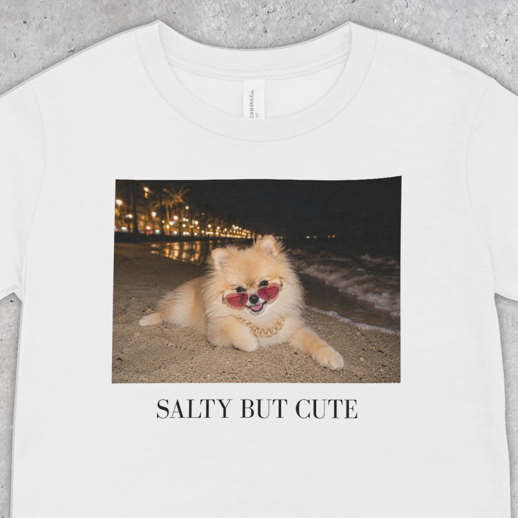 Salty But Cute Pomeranian Beach T-Shirt | Dog Lover Tee